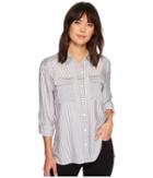 Two By Vince Camuto - Long Sleeve Roll Tab Mix Stripe Two-pocket Shirt