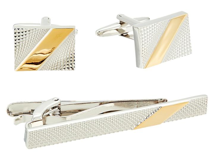 Stacy Adams - Stripe Cuff Link And Tie Bar Set