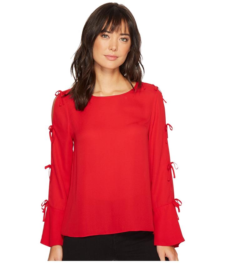 Cece - Long Sleeve Lightweight Crepe Blouse W/ Bow Detail