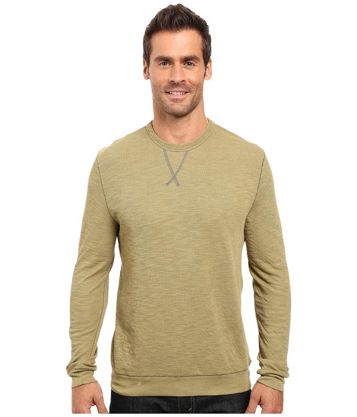 True Grit - Double Side Slub And Knit Crew Neck Sweatshirt W/ Stitch Details