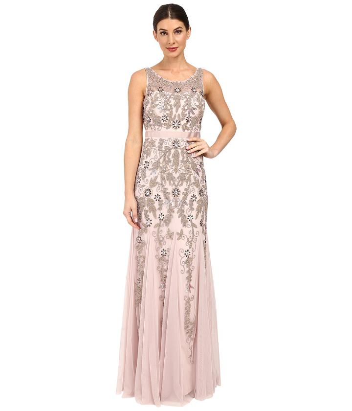 Adrianna Papell - Sleeveless Illusion Yoke Gown With Godets