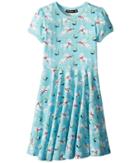 Rock Your Baby - White Unicorns Short Sleeve Waisted Dress