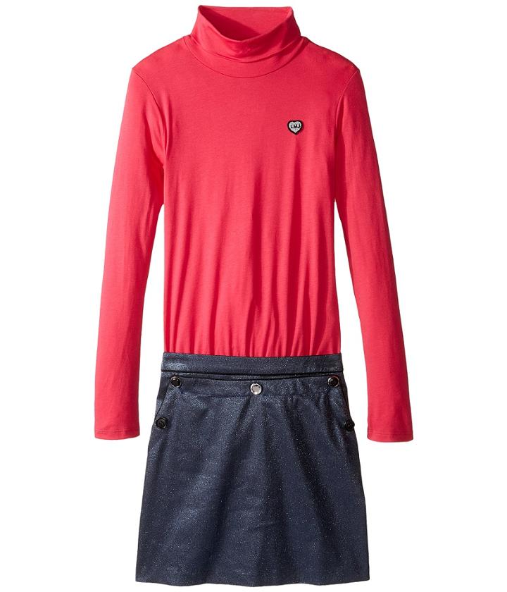 Little Marc Jacobs - Bi Material Turtleneck Dress With Cabochons Details