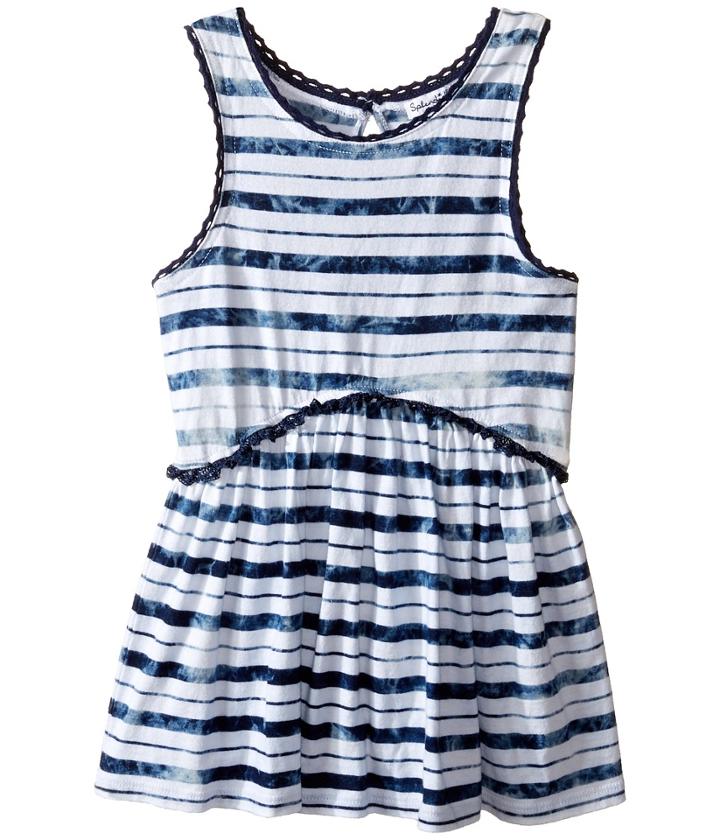 Splendid Littles - Indigo Striped Tied-dye Swing Top