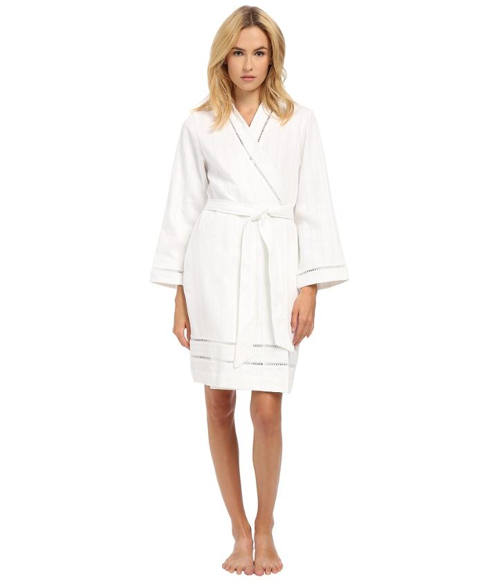 Oscar De La Renta - Spa Brushed Cotton Stripe Waffle Short Robe