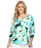 Calvin Klein Plus - Plus Size 3/4 Top W/ Bar Hardware
