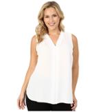 Vince Camuto Plus - Plus Size Sleeveless V-neck Blouse With Inverted Front Pleat