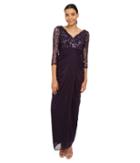 Adrianna Papell - 3/4 Sleeve V-neck Combo Gown