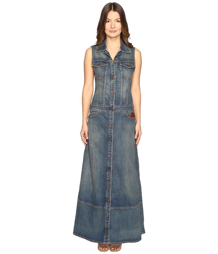 Just Cavalli - Sleeveless Button Front Denim Maxi Dress