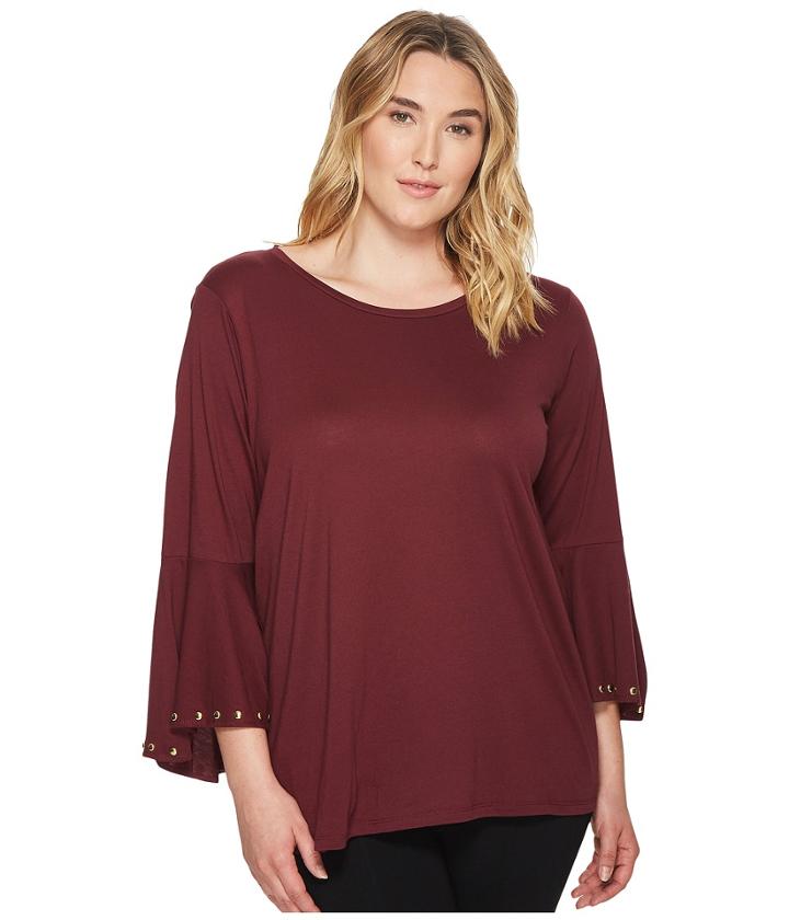 Michael Michael Kors - Plus Size High-low Flutter Sleeve Top