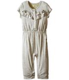 Ikks - Jersey Jumpsuit With Ruffles/snap Front With Cat/pineapple Graphic On Back Snaps Up