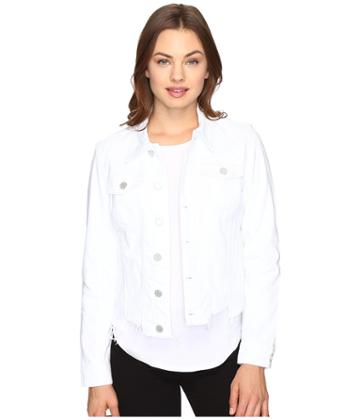 Blank Nyc - White Crop Denim Cut Off Detail Jacket In Whisper White