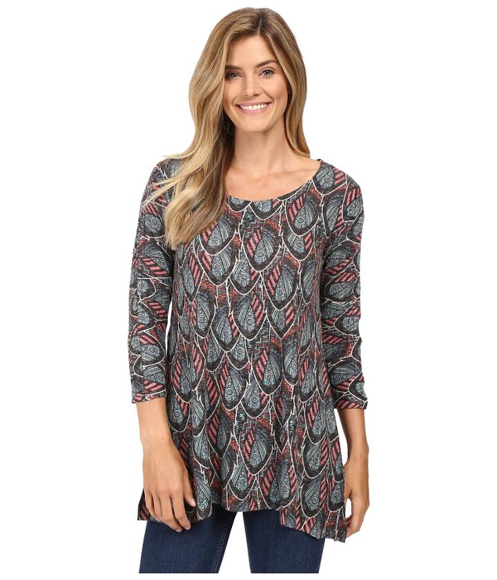 Nally &amp; Millie - Multicolor Feather Print Tunic