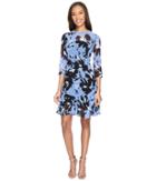 Donna Morgan - 3/4 Sleeve Aline Poly Chiffon Dress With Circle Flounce