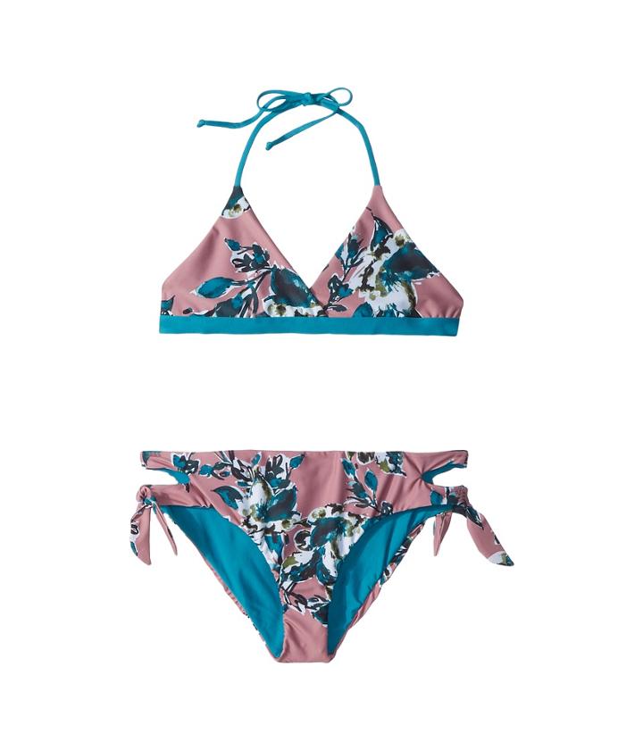 Splendid Littles - Watercolor Floral Reversible Bralette Cut Out Side Pants