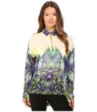 Versace Collection - Long Sleeve Printed High-low Blouse