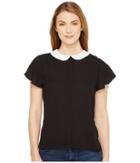 Cece - Short Sleeve Contrast Peter Pan Collar Blouse