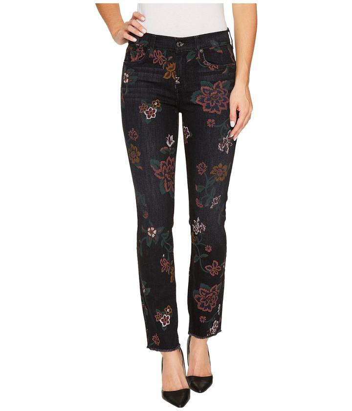 7 For All Mankind - Roxanne Ankle W/ Raw Hem In Print On Noir