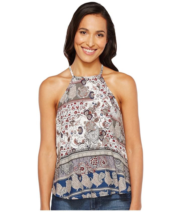 Roper - 1130 Blue/grey Border Print Rayon Tank Top