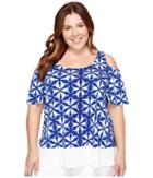 Karen Kane Plus - Plus Size Sheer Hem Cold Shoulder Top