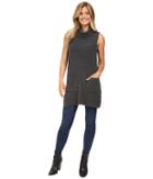 Vince Camuto - Sleeveless Turtleneck Two-pocket Boucle Sweater Tunic