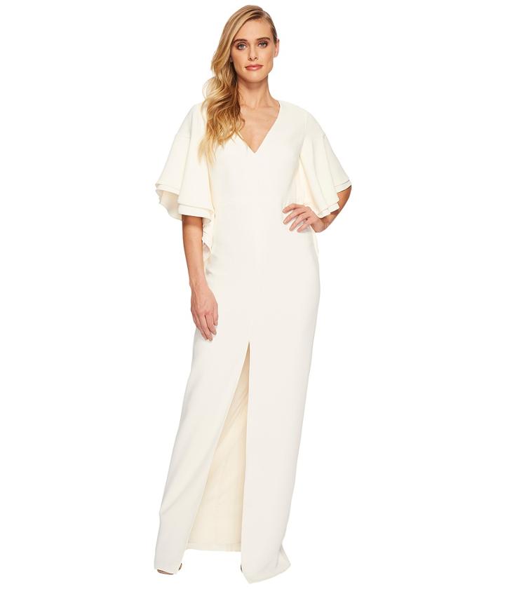 Halston Heritage - V-neck Gown W/ Flounce Sleeve