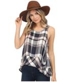 Jack By Bb Dakota - Roy Drapey Yarn Dye Plaid Button Back Tank Top