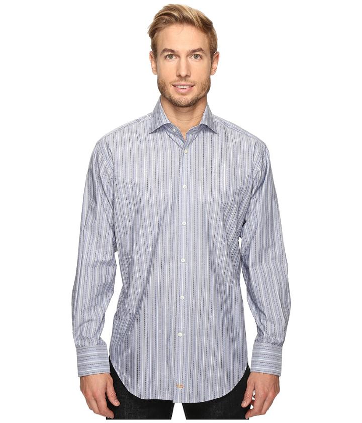 Thomas Dean & Co. - Long Sleeve Dashed Stripe Sport Shirt