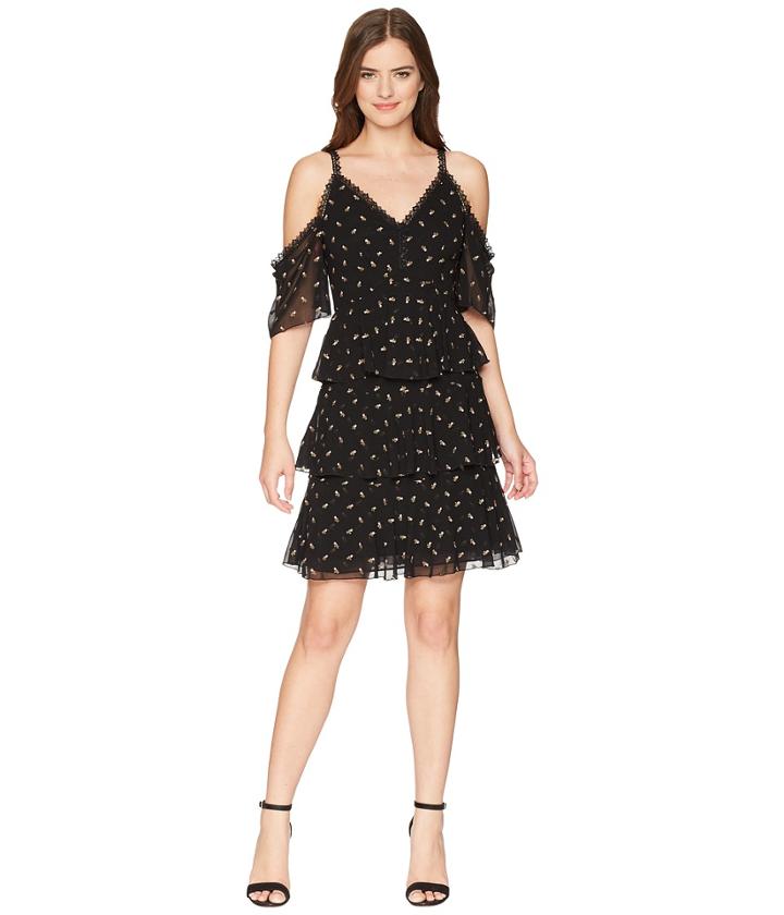 Ml Monique Lhuillier - Cold Shoulder Floral Printed Dress