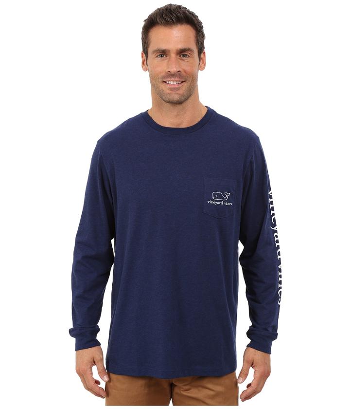 Vineyard Vines - Long Sleeve Vintage Whale Heather Pocket T-shirt