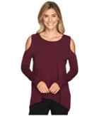 Vince Camuto - Long Sleeve Mix Media Cold-shoulder Top