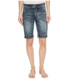 Tribal - 10 Knit Denim Pull-on Shorts With Leg Detail In Medium Wash