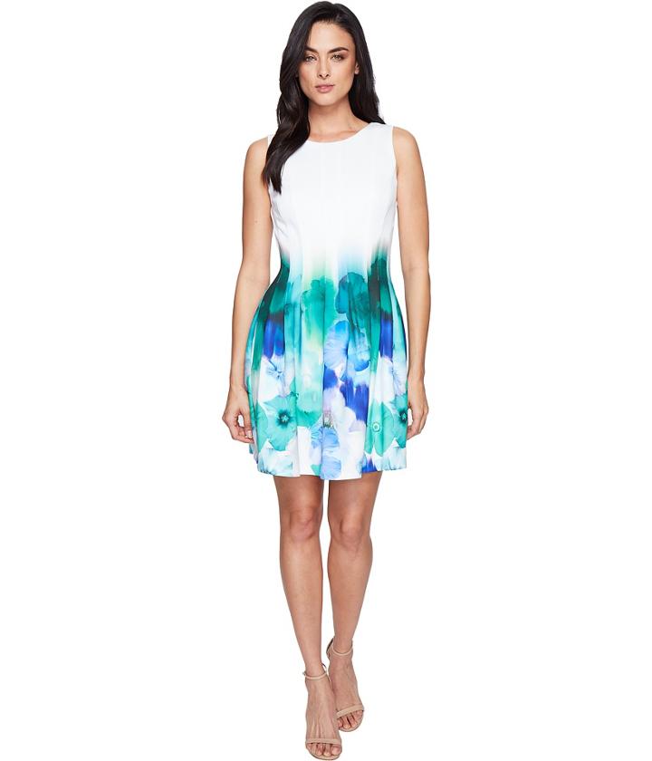 Calvin Klein - Sleeveless Fit Flare Border Print Dress Cd7mha6u