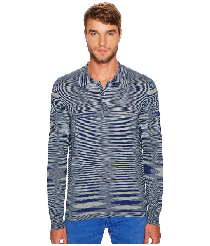 Missoni - Fiammato Rigato Long Sleeve Knit Polo