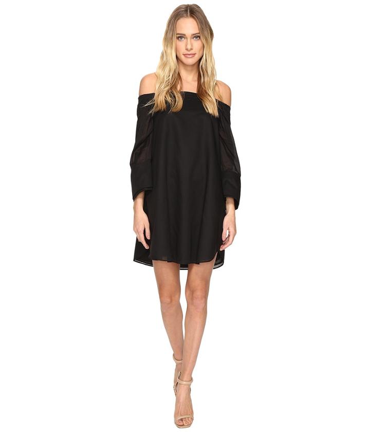 Halston Heritage - Wide Long Sleeve Dress W/ Cold Shoulder Detail