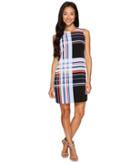Vince Camuto Specialty Size - Petite Sleeveless Linear Graphic Panel Shift Dress