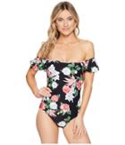 Vince Camuto - Tropical Ruffle Bandeau One-piece Swimsuit