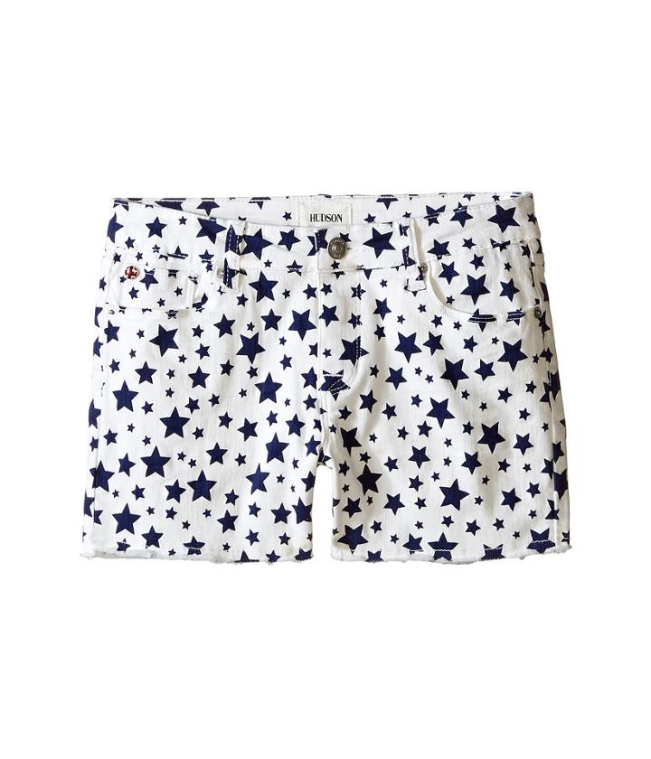 Hudson Kids - 3 Fray Printed Ava Shorts In White/electric Blue