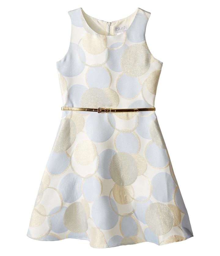 Us Angels - Sleeveless Dot Printed Borcade Dress