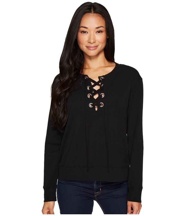 Mod-o-doc - Soft As Cashmere Cotton Interlock Lace-up Sweatshirt