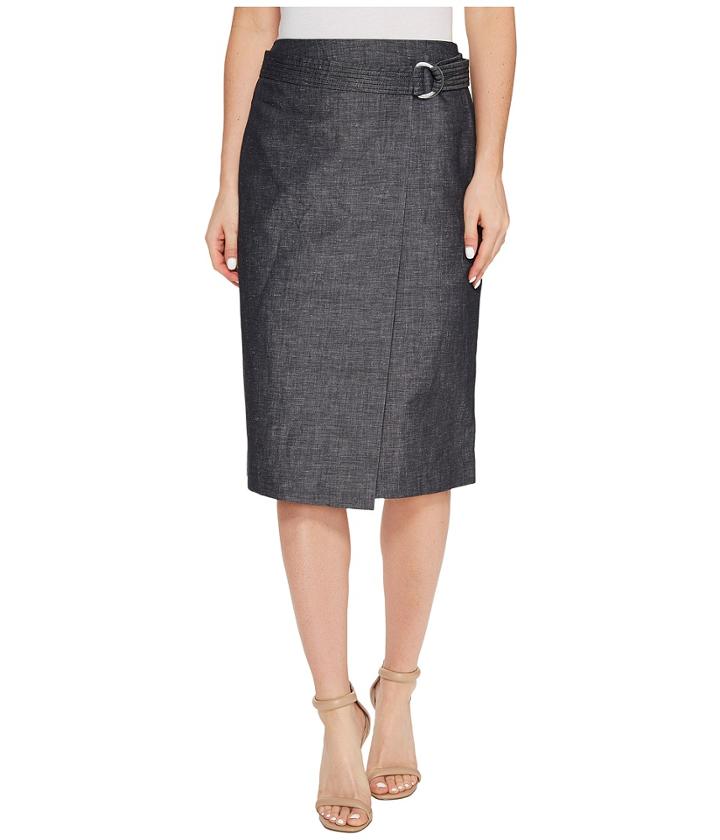 Ellen Tracy - Faux Wrap Belted Skirt