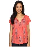 Lucky Brand - Embroidered Short Sleeve Top