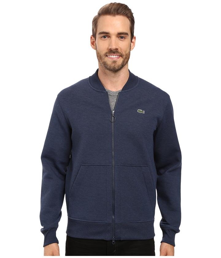 Lacoste - L!ve Long Sleeve Double Face Hybrid Bomber Sweatshirt
