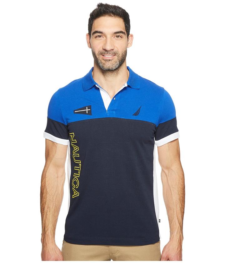 Nautica - Short Sleeve Logo Blocked Polo