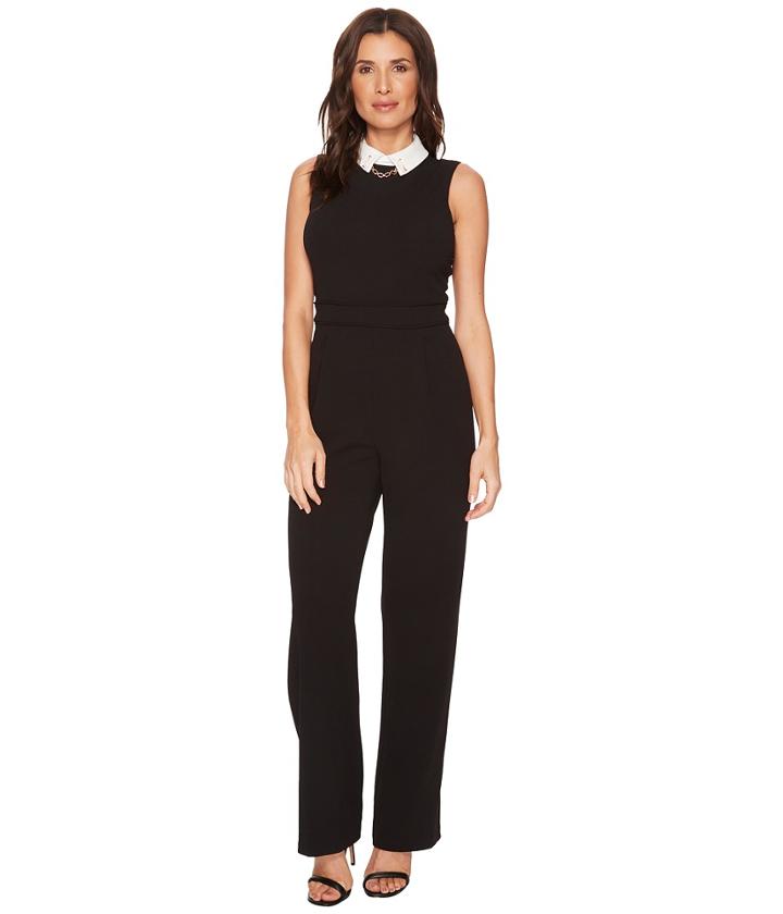 Ivanka Trump - Scuba Crepe White Collar Jumpsuit