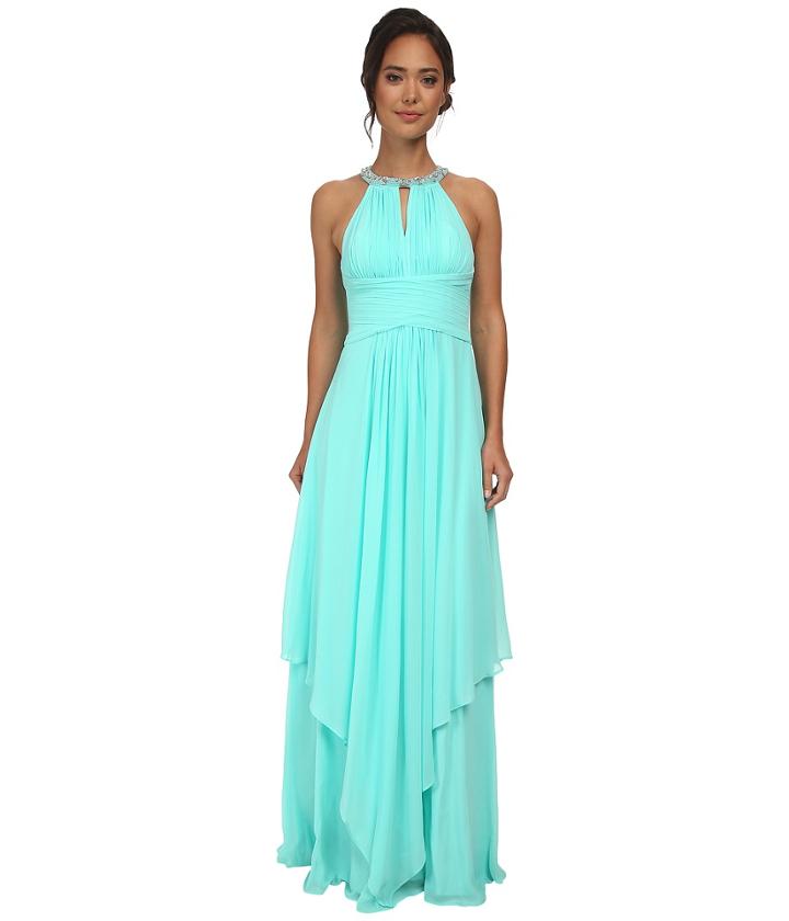 Donna Morgan - Siena Beaded Halter Long Gown Dress