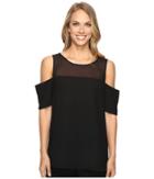 Vince Camuto - Short Sleeve Cold-shoulder Blouse With Chiffon Yoke