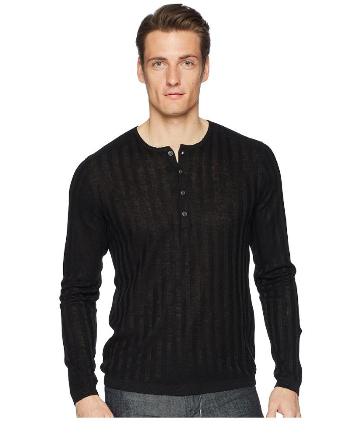 John Varvatos Collection - Long Sleeve Rib Henley Y2380u1
