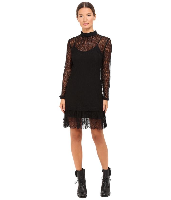 Mcq - Gather Ruffle Blouse Dress Lace