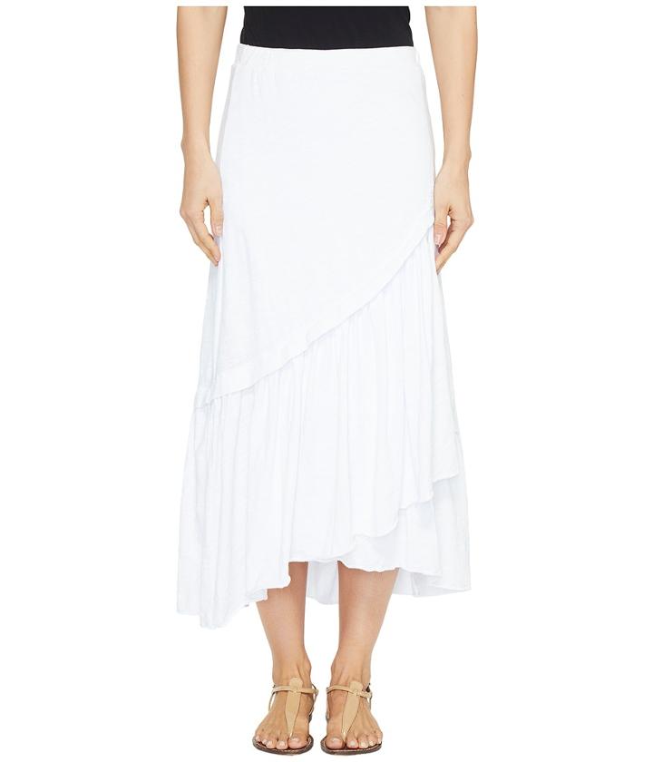 Mod-o-doc - Slub Jersey Asymmetrical Ruffle Hem Midi Skirt